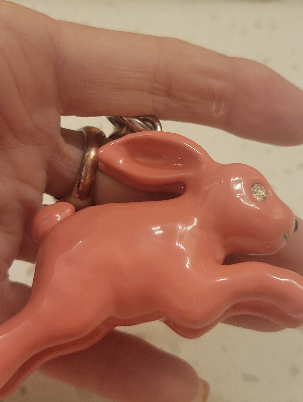 Coach Coral Pink Bunny Charm Key Charm with Crystal Eye - Picture 6 of 16